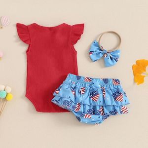 Kleidungssets 4. Juli Baby Girl Outfits geboren mein erster unabhängiger Tag Strampler American Flagg Stripe Star Rock Set