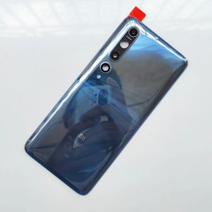 Ramar för Xiaomi Mi 10 5G Original Glass bakre bostadskåpan med lim bakdörrbyte Hårt batteriväska + kameralins