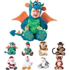 Endelar Animal Carnival Purim Halloween Outfits Baby Boys Girls Dräkt Tiger Animal Cosplay Rompers Jumpsuit Toddlers Spädbarnskläder