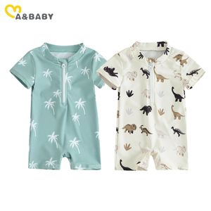 ma baby 03Y born Infant Toddler Baby Boy Girl Swimsuit Dinosaur Coconut Tree Short Sleeve Swimwear Beachwear Bathing Suit 240409