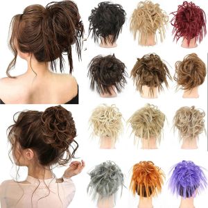 Chignon Chignon Chignon Synthetic Messy Fluffy Hair Bun Tousled Hairpiece Elastic Band Chignon Scrunchie Ponytail Hair Bow for women