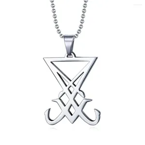 Pendant Necklaces Stainless Steel SIGIL OF LUCIFER NECKLACE Dainty Occult Devil Satan Satanic Amulet With 24 Inch Ball Chain