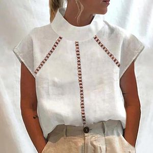 Blouses femininas Mulheres verão 2024 Moda de linho de algodão BLUSA