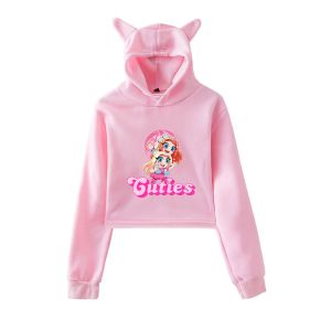 Sweatshirts Mackenzie Turner Hey Cuties Cat Ohrhörer -Hoodie Frauen Langschläfe geschnittene Sweatshirts Casual Streetwear Crop Tops