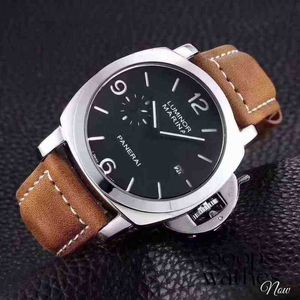 Original Panerai Watch Men Fashion Leather Band Kalenderklockor för gentleman lyxiga vattentäta armbandsur rostfritt stål hög kvalitet