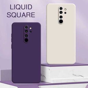 Casos de telefone celular Caso de silicone líquido quadrado para Mi Redmi Nota 8 Pro Proteção Full Back Capa