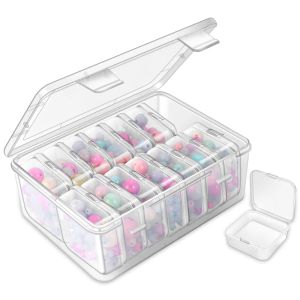 BIIN 7/13/15pcs Kit di stoccaggio in plastica trasparente Custodia contenitore per il contenitore per perle di pittura a diamante Organziers Storage quadrata scatola quadrata