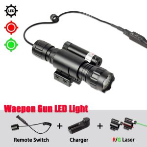 Lights Weapon Ficklight Tactical Night Vision LED Gun Light med laddare och fjärrbrytare för AirSoft Rifle AK47 AR15 M4 20mm Rail