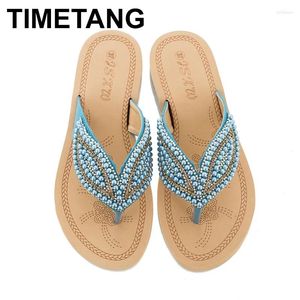 Sıradan Ayakkabı 2024 Yaz Kadınlar Kama Sandalet İnci Yapraklar Flip Flops Vintage Sandalias de Mujeres Kadın Platform Plajı