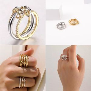 2024 Designer Halley Gemini Band Rings Spinelli Kilcollin Marke Luxus Industriewindschmuck Gold 925 Sterling Silber Multiple Ring Mutter Day Geschenk