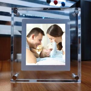 Ramar Square Acrylic Digital Photo Frame 4Inch Videoresolution 1080*1080 Stöd endast 1: 1 Bild- och videouppspelning med 1 GB minne