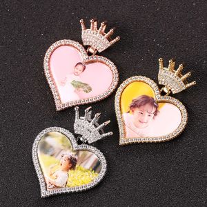 INS Love Shaped Couple Crown Pendant Necklace Photo Exquisite Jewelry