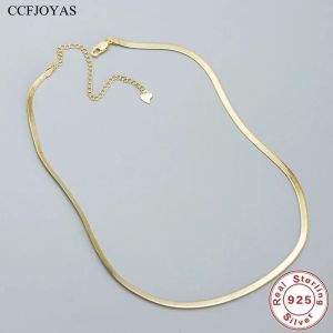 Necklaces CCFJOYAS 925 Sterling Silver Blade Necklace for Women European and American Snake Bone Chain Collarbone Necklace Fine Jewelry