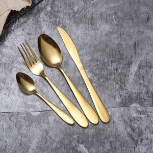 Guldkärl Set Spoon Fork Knife Spoons Frosted rostfritt stål Mat Western Table Tool Tool