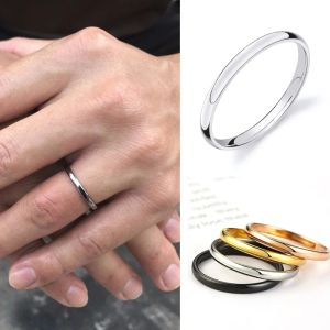 Band 2mm Thin Classic Dome Ring rostfritt stål bröllopband för män Kvinnor Staping Rings Comfort Fit Domed Polished