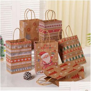 Wrap Merry Styles Gift 6 عيد الميلاد الأكياس الورقية للوجبات الخفيفة للملابس الحاضر مربع تعبئة Xmas Bag LX4988 إسقاط تسليم الحديقة Festi DH2B4