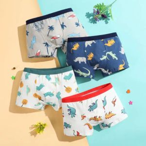 Underwear 4pcs/Lot Boys Boxer Briefs Kids Cotton Underwear Baby Boy Underpants Teenager Cartoon Print Soft Children Panties 215Y 2023 New