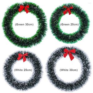 Flores decorativas Garland de Natal pendurado com arco vermelho 25/30 cm de grinalda artificial Durável Tinsel Wreaths Artesanato de Natal Holiday Holiday