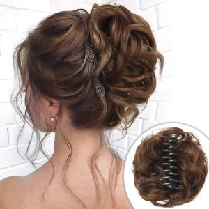 Chignon Chignon Chignon Messy Capelli Messy Capelli Scrunchies Curly Wavy Messy Sintetico Chignon per donne Acciccio