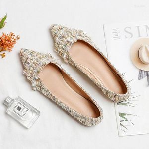 Casual Shoes Flat for Women 2024 Spring Summer Pointed Large Size 43 44 45 46 Pärlor Loafers Ladies Flats