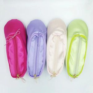 Dansskor Clyfan 4 färger Ballerina Satin Ballet Pointe Shoe Pencil Case Purse Keyring for Lovers