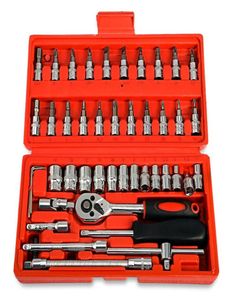 46pcs da 14 pollici set di auto strumento di riparazione di auto a cricchetto Combinazione della chiave per coppia un set di chiavi Chrome Vanadium2372462