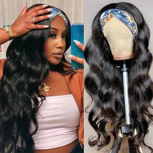 Peruca de faixa de cabana humana onda de corpo 180% Remy Wigs para mulheres negras brasileiras sem fúria 240408