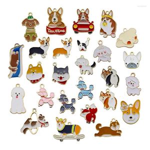 Charms 26pcs misturam acessórios de animais de desenho animado para jóias esmalte pingente de cachorro fofo pingentes de brinos diy colares artesanato presentes