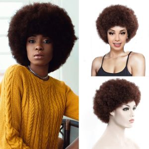 Wigs Synthetic Wig Afro Women Sort Bppm Hair Style Soft Fiber Kinky 12 Inch Bulk Hair Black for Party Dance Wigs with Bangs