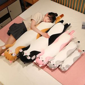 507090110130cm Funny Joy Cute Soft Long Cat Plush Toys Pause Office Nap Pillow Bed Sleep Home Decor Doll for Kids Girl Gift 240416