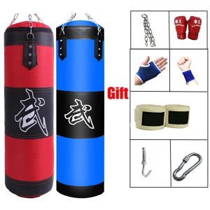 Bolsa de boxe resistente de 120 cm para academia em casa 100cm gancho pendurado saco de saco de areia CrossFit 80 cm vazioHeavy Kick Muay Thai Sand bolsa de areia