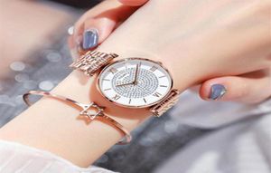 Neue Women Watchs Top Marke Luxus Fashion Diamond Ladies Armbanduhr Edelstahl Silber Mesh Gurt Female Quartz Watch247C6486624