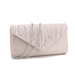 Rinestones Women Women Satin Bags Silver Clutch Borse a catena Sullo Elegante Borsa per la borsa da sposa da sposa 240418