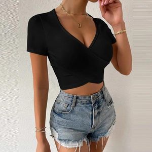 Damskie koszule T-Girl Shorts Tops for Women Odzież 2024 Summer Bluzka Sexy Bodycon Y2K Crop Kobieta Slim Fit T-shirt YSQ14