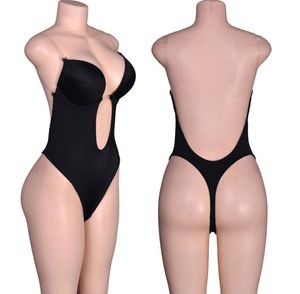 Mulheres sem costas Deep U Invisível Bra Transparente Tripas traseiras com arame de bodysuit de nobreza vestido de corpo sem costura 3004270