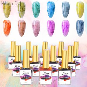 Polsk gel nagellack akvarell Blommande nagellack 12 färg bläck pärlor snabb torr nagelkonst för nagelförsörjning för proffs