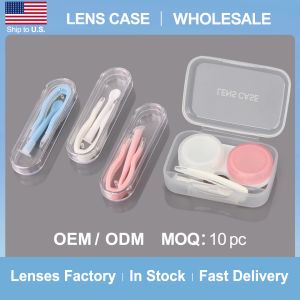 Filters 10/100 Pcs Lens Case Wholesale Fashion Mini Eye Glass Plastic Candy Color Travel Glasses Holder Soaking Box Contact Lens Case