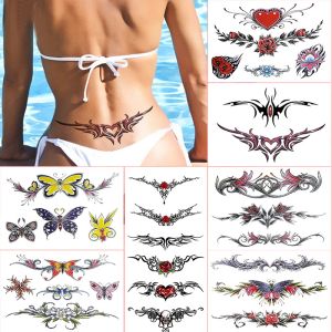 Tattoos Temporary Tattoo Sticker Sexy Rose Heartshaped Butterfly Wreath Fake Tattoo Waterproof Tattoo Back Leg Arm Belly for Women Girl