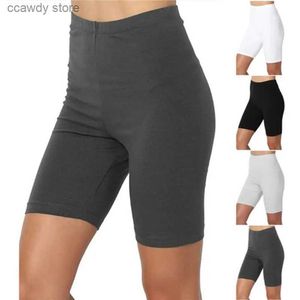 Women's Shorts Womens outdoor sports plain summer cycling shorts basic elastic thermosetting black soft womens clothing H240424