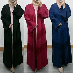 Ethnische Kleidung Damen Cardigan Muslim Dolman Ärmel Nahe Osten Dubai Collage Quaste Quaste Lose Elegant Reißverschlussrobe für Frauen