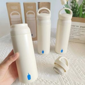 Blue Thermal Mug Vacuum Flask Water Bottle Travel Leak-Proof Coffee Carter Cup Portable 500 ml Rostfritt stål Cups Office-gåvor 0424