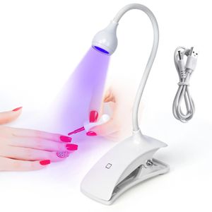 LED UV NIGL LIGHTER DRISEIRO DE LUDER ULTRAVIOLET Mini Flexível Clipon Desk Touch Tela Control Gel Curing Manicure Tools 240415