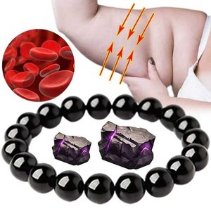 Perlenschwarz Obsidian Natursteinarmbänder Fettlinderung Förderung der Blutkreislauf Anti -Angst -Verlust -Armband Frauen Männer Schmuck 240423