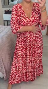 Casual Dresses Women 2024 Summer Even Beach Loose Boho Retro Print Robe Fashion Sexy V-neck Elegant Party Maxi Dress Oversized Vestidos