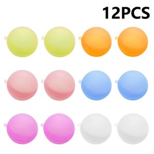 12pcs Fun Toys Party Water Balloons Soft Silicone Bright Reusable Backyard Teens Eco-friendly Kids Summer Outdoor Swimming Pool 240410