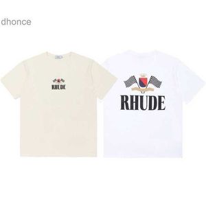 Men's Designer Short Sleeve Fashion Trend Ins Brand Rhude Laif Racing Flag High Street Loose Round Neck Mens and Womens Summer Versatile T-shirt