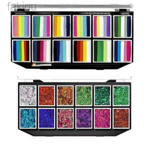 Kroppsfärg Högkvalitativ specialerbjudande Kombination Set 12 Color Face Body Art Paint Glitter Gel Palette Safe FacePaint målning Karneval D240424