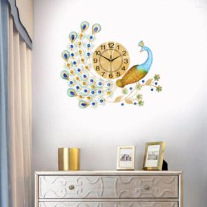 Orologi da parete di lusso orologio grande pavone orologio in metallo robusto europeo retro retro decorazioni per la casa in forma/ el/ ufficio/ camera da letto