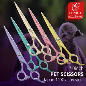 Scissors Fenice Jp440c Colorful Professional 7.0 Inch Pet Cutting Scissors for Dog Grooming Straight Scissors Pet Shears