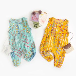 Enstycken Sanlutoz Floral Baby Girls Rompers Summer ärmlös Casual Toddler Jumpsuits Kläder bekväm semester